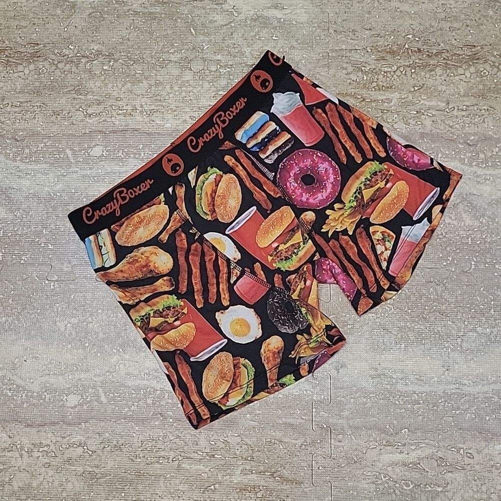 CRAZY BOXER MENS FAST FOODS POLY BOXERS SIZE SMALL
